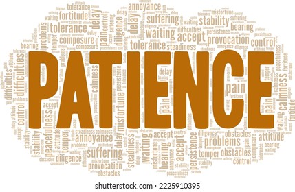 Patience word cloud conceptual design isolated on white background.