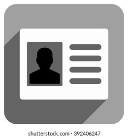 Patient Account long shadow vector icon. Style is a flat patient account iconic symbol on a gray square background.