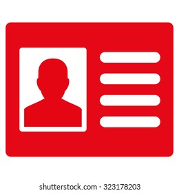 Patient Account vector icon. Style is flat symbol, red color, rounded angles, white background.
