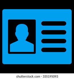 Patient Account vector icon. Style is flat symbol, blue color, rounded angles, black background.