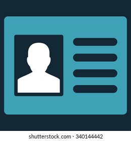 Patient Account vector icon. Style is bicolor flat symbol, blue and white colors, rounded angles, dark blue background.