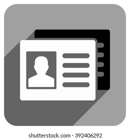 Patient Accounts long shadow vector icon. Style is a flat patient accounts iconic symbol on a gray square background.
