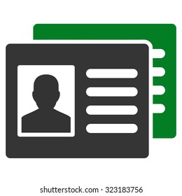 Patient Accounts vector icon. Style is bicolor flat symbol, green and gray colors, rounded angles, white background.