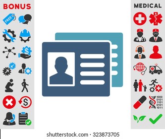 Patient Accounts vector icon. Style is bicolor flat symbol, cyan and blue colors, rounded angles, white background.