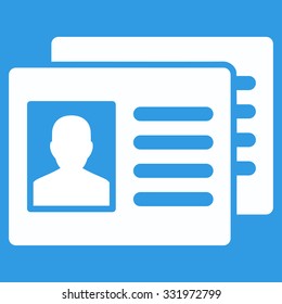Patient Accounts vector icon. Style is flat symbol, white color, rounded angles, blue background.