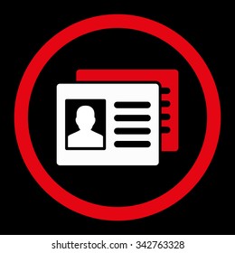 Patient Accounts vector icon. Style is bicolor flat rounded symbol, red and white colors, rounded angles, black background.