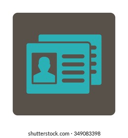 Patient Accounts vector icon. Style is flat rounded square button, cyan and grey colors, white background.