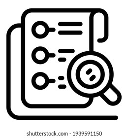Icono de análisis de pacientes. Icono de vector de análisis de paciente de esquema para diseño web aislado en fondo blanco