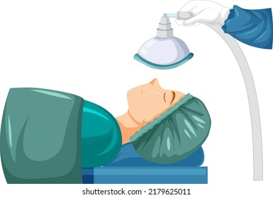 Patient with anesthesia mask illustration