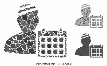 Patient appointment calendar composition of bumpy items in variable sizes and shades, based on patient appointment calendar icon. Vector uneven items are united into composition.