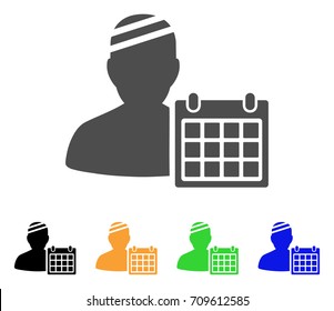 Patient Appointment Calendar vector icon. Style is a flat graphic symbol in grey, black, yellow, blue, green color variants. Designed for web and mobile apps.