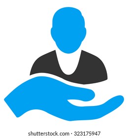Patient Assistance vector icon. Style is bicolor flat symbol, blue and gray colors, rounded angles, white background.