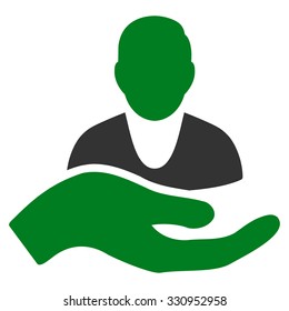 Patient Assistance vector icon. Style is bicolor flat symbol, green and gray colors, rounded angles, white background.