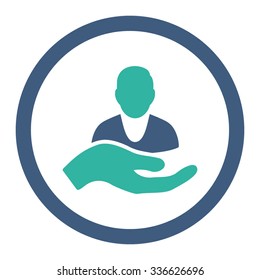 Patient Assistance vector icon. Style is bicolor flat rounded symbol, cobalt and cyan colors, rounded angles, white background.