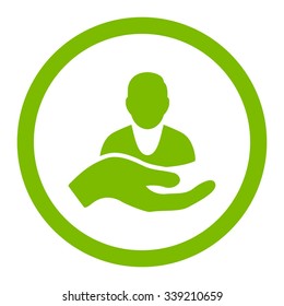 Patient Assistance vector icon. Style is flat rounded symbol, eco green color, rounded angles, white background.