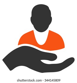 Patient Assistance vector icon. Style is bicolor flat symbol, orange and gray colors, rounded angles, white background.