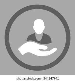 Patient Assistance vector icon. Style is bicolor flat rounded symbol, dark gray and white colors, rounded angles, silver background.