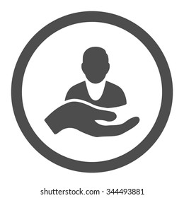 Patient Assistance vector icon. Style is flat rounded symbol, gray color, rounded angles, white background.