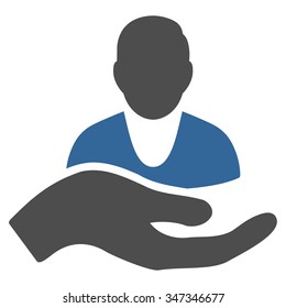 Patient Assistance vector icon. Style is bicolor flat symbol, cobalt and gray colors, rounded angles, white background.