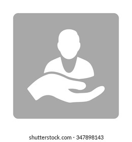 Patient Assistance vector icon. Style is flat rounded square button, white and silver colors, white background.