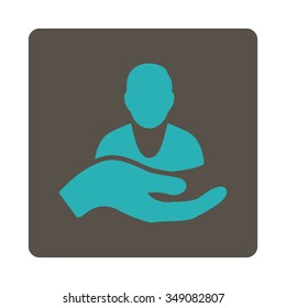 Patient Assistance vector icon. Style is flat rounded square button, cyan and grey colors, white background.