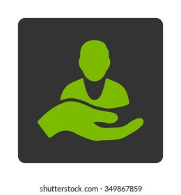 Patient Assistance vector icon. Style is flat rounded square button, eco green and gray colors, white background.
