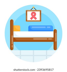 Icono redondeado plano de la cama del paciente, vector editable 