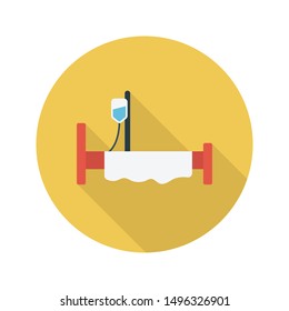 patient bed glyph flat vector icon