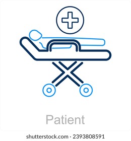 Konzept von Patienten und Bettsymbol