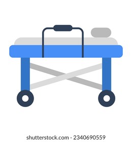 Patient bed icon, flat design of stretcher