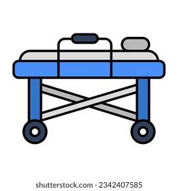 Patient bed icon, flat design of stretcher