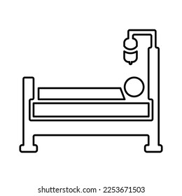 Icono De Cama De Pacientes En Estilo De Línea