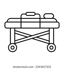 Patient bed icon, linear design of stretcher