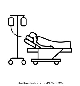 Patient in bed on a drip icon, outline style