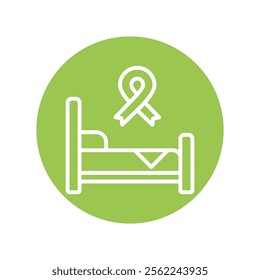 Patient Bed Vector Circle Outline Icon. Eps File 10