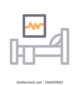 patient bed vector colour line icon 