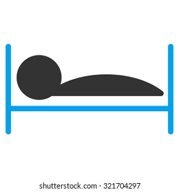 Patient Bed vector icon. Style is bicolor flat symbol, blue and gray colors, rounded angles, white background.