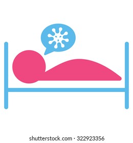 Patient Bed vector icon. Style is bicolor flat symbol, pink and blue colors, rounded angles, white background.