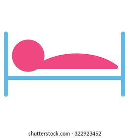 Patient Bed vector icon. Style is bicolor flat symbol, pink and blue colors, rounded angles, white background.