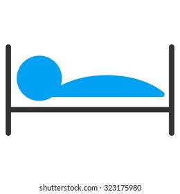 Patient Bed vector icon. Style is bicolor flat symbol, blue and gray colors, rounded angles, white background.