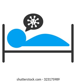 Patient Bed vector icon. Style is bicolor flat symbol, blue and gray colors, rounded angles, white background.