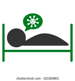 Patient Bed vector icon. Style is bicolor flat symbol, green and gray colors, rounded angles, white background.
