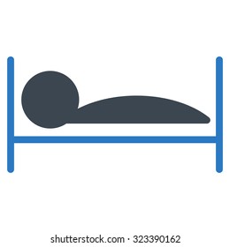 Patient Bed vector icon. Style is bicolor flat symbol, smooth blue colors, rounded angles, white background.