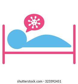 Patient Bed vector icon. Style is bicolor flat symbol, pink and blue colors, rounded angles, white background.