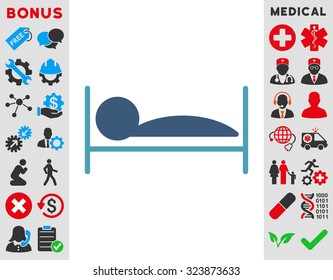 Patient Bed vector icon. Style is bicolor flat symbol, cyan and blue colors, rounded angles, white background.