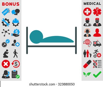 Patient Bed vector icon. Style is bicolor flat symbol, soft blue colors, rounded angles, white background.