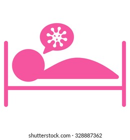 Patient Bed vector icon. Style is flat symbol, pink color, rounded angles, white background.