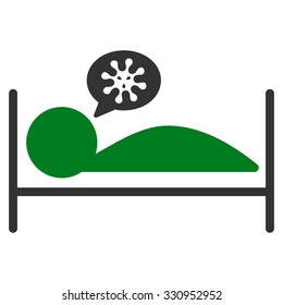 Patient Bed vector icon. Style is bicolor flat symbol, green and gray colors, rounded angles, white background.