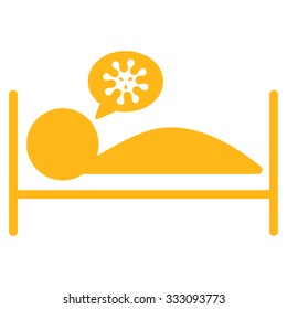 Patient Bed vector icon. Style is flat symbol, yellow color, rounded angles, white background.