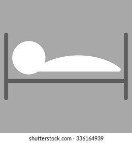Patient Bed vector icon. Style is bicolor flat symbol, dark gray and white colors, rounded angles, silver background.